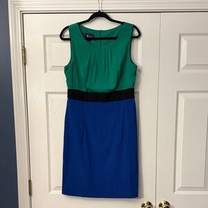 AB Studio Green and Blue Midi Dress